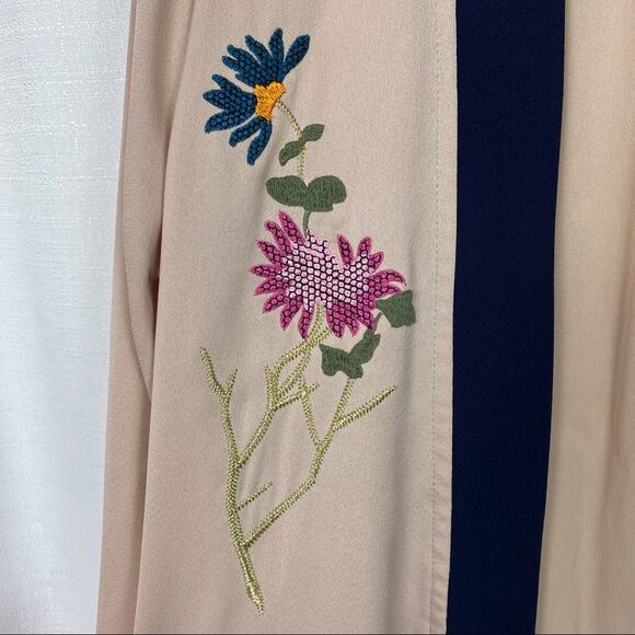 TopShop Beige Tiger Embroidered Duster Jacket Sz.2 - Picture 8 of 16